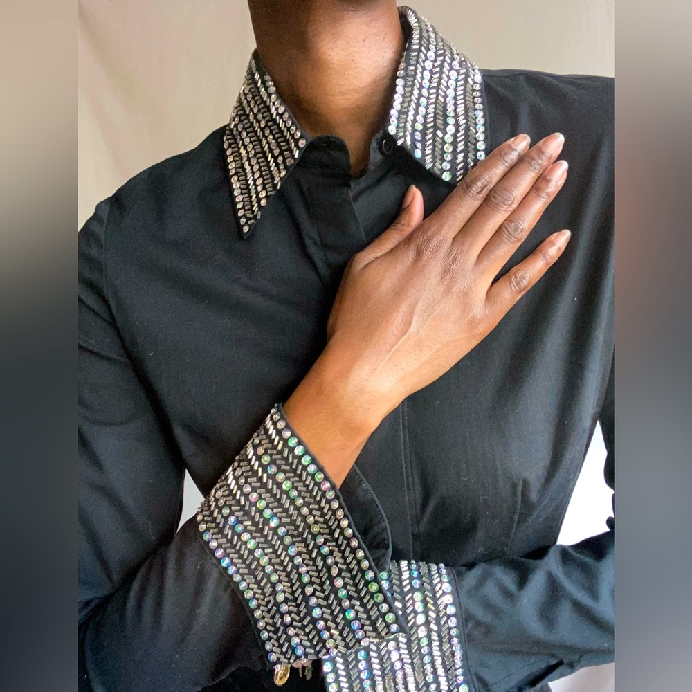 Vintage, black, sequin stop